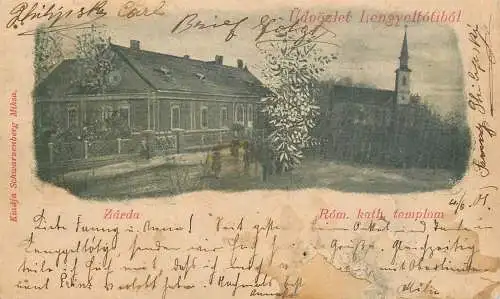 Postcard Croatia Zarda rom kath templom