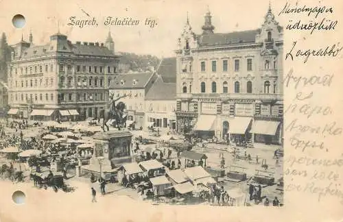 Postcard Croatia Zagreb city center view
