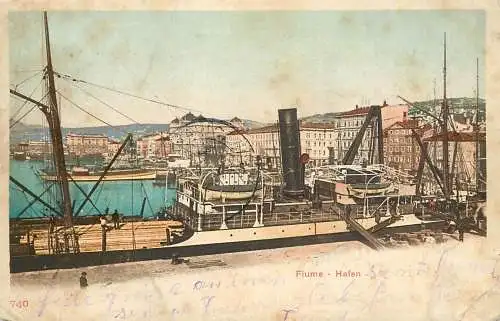 Postcard Croatia Fiume Hafen ship