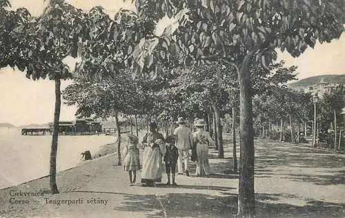 Postcard Croatia Cirkvenica Corso Tengerparti setany
