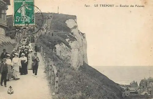 Postcard France Le Treport escalier des Falaises