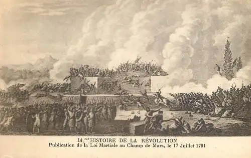 Postcard France histoire de la revolution publication de la Loi Martiale au Champ de Mars 1791