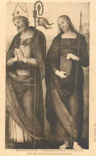Postcard France Musee de Lyon Vannucci Pietro Saint Herculan et Saint Jacques le Majeur