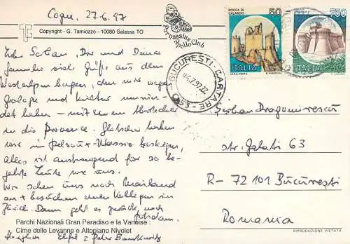 Postcard Italy Parchi Nazionali Gran Paradiso e Vanoise