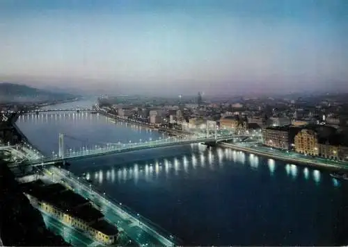 Postcard Hungary Budapest aerial