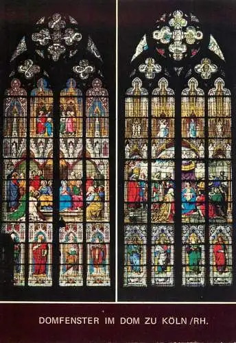Postcard Germany Koln Rhein Domfenster im dom