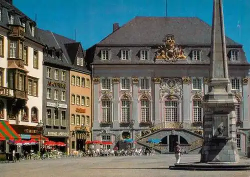 Postcard Germany Bonn am Rhein rathaus mit Obelisk Pestsaule