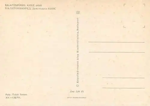 Postcard Hungary Balatonfured Kiosz udulo