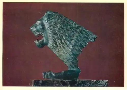 Postcard Russia Leningrad bronze statue of a lion head