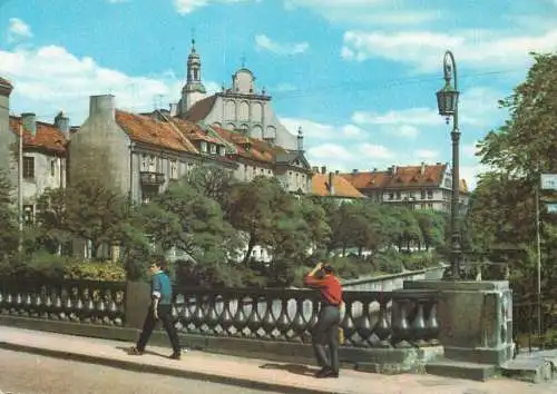 Postcard Poland Kalisz Prosna river scene