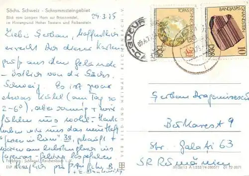Postcard Germany Sachs Schweiz Schrammsteingebiet 1975