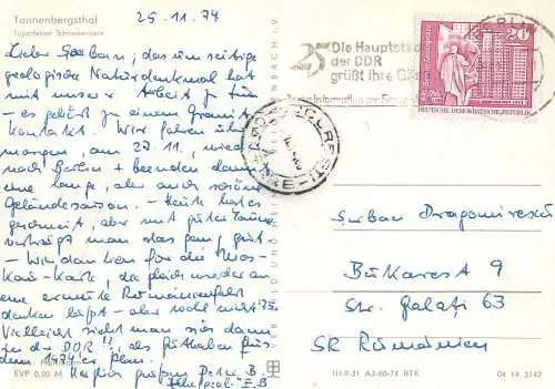 Postcard Germany Tannenbergsthal 1974