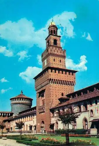 Postcard Italy Milano Sforza castle