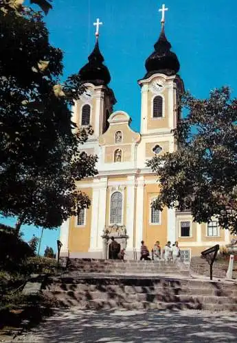 Postcard Hungary Tihany abbacy church