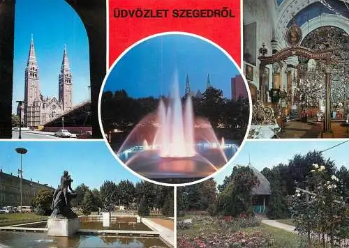 Postcard Hungary Szeged multi view