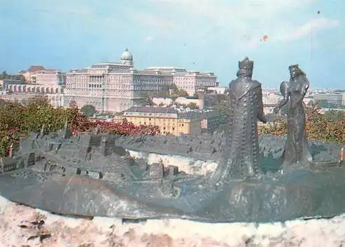 Postcard Hungary Budapest Buda castle and macheta