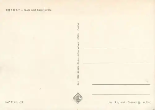 Postcard Germany Erfurt dom und Severikirche