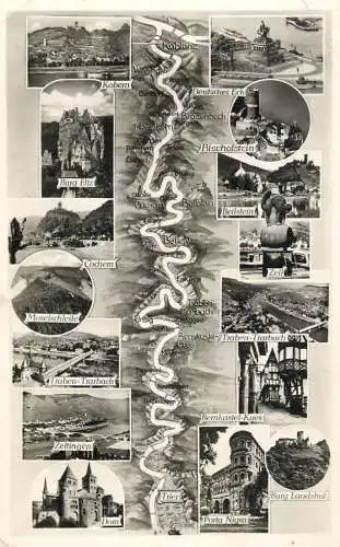 Postcard Germany Koblenz region map