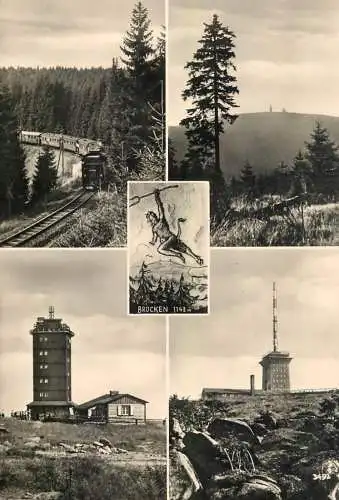 Postcard Germany Brocken 1143m mountain peak