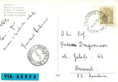 Postcard Italy Naples erruption of Vesuvio