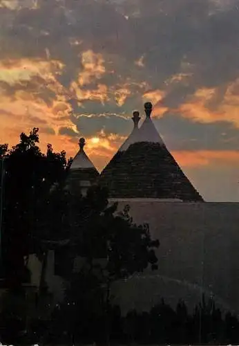 Postcard Italy Martina Franca Trulli against the light 1973
