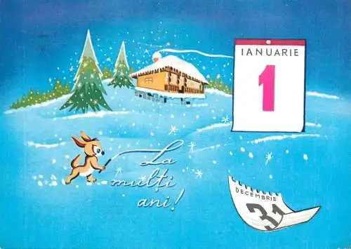 New Year greetings January 1st winter day illustration