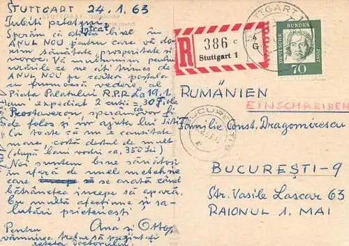 Postcard Germany Stuttgart 1963