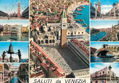 Postcard Italy Venice aerial 1962