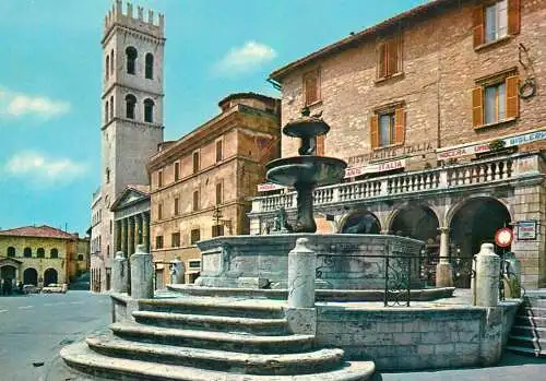 Postcard Italy Assisi town hall and Minerva's temple
