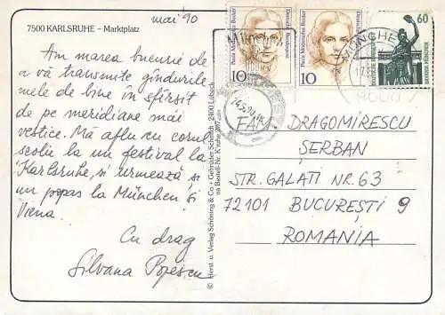 Postcard Germany Karlsruhe universitas Kongress stadt