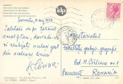 Postcard Italy Sorrento Scutari point 1974