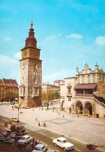 Postcard Poland Krakow rynek Glowny wieza Ratuszowa