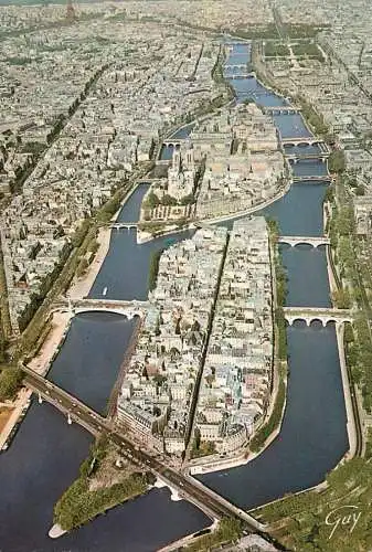 Postcard France Paris aerial island 1983