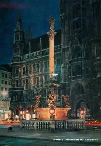 Postcard Germany > Bavaria > Munchen Marienplatz mit Mariensaule