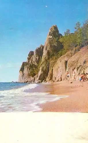 Postcard Russia Baikal lake beach view