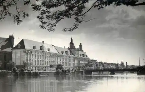 Postcard Poland city view tram and river 1964