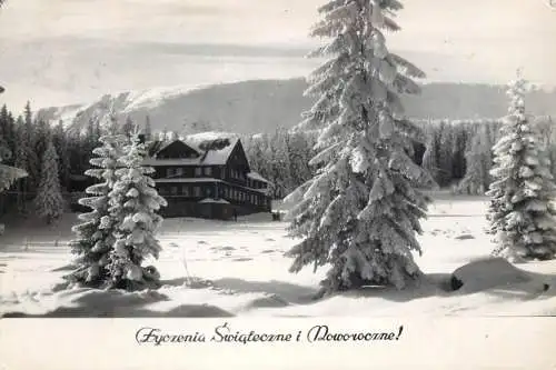 Postcard Poland winter resort snow New Year