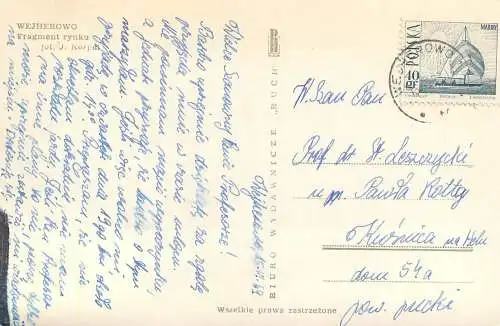 Postcard Poland Wejherowo fragment rynku 1969