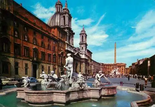 Postcard Italy Rome Place Navona 1969