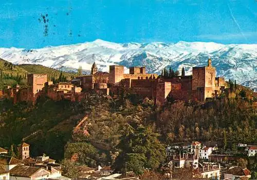 Postcard Spain Granada La Alhambra y Sierra Nevada 1980