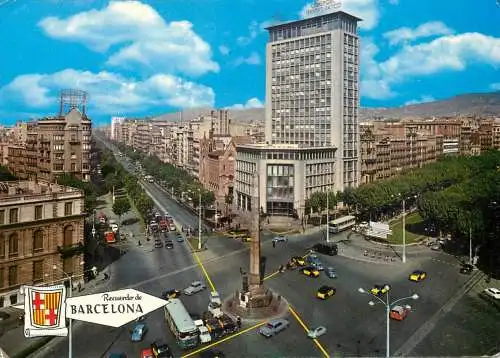 Postcard Spain > Cataluña > Barcelona plaza de la Victoria Obelisco 1980