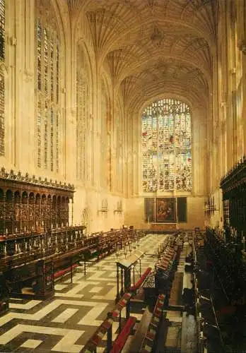 Postcard Uk England Cambridge King's college chapel choir and sanctuary