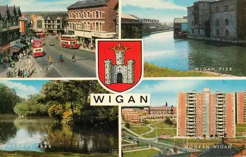 Postcard Uk England Wigan multi view 1975