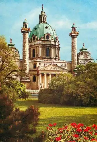 Postcard Austria Wien St Charles church 1986