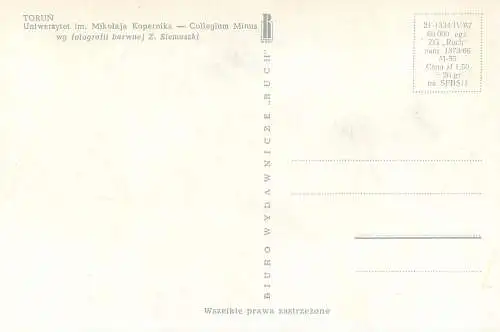 Postcard Poland Toruń college