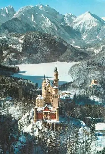 Postcard Germany Royal castles Neuschwanstein and Hohenschwangau 1989