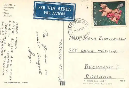 Postcard Italy Taranto panorama 1973