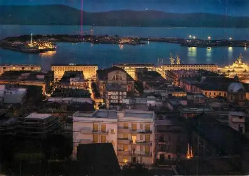Postcard Italy Messina night panorama over the harbour 1972