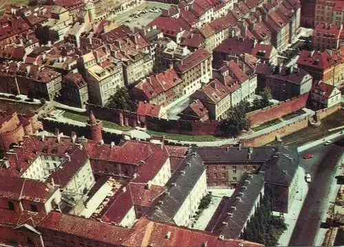 Postcard Poland Warszawa aerial view Stare Miasto