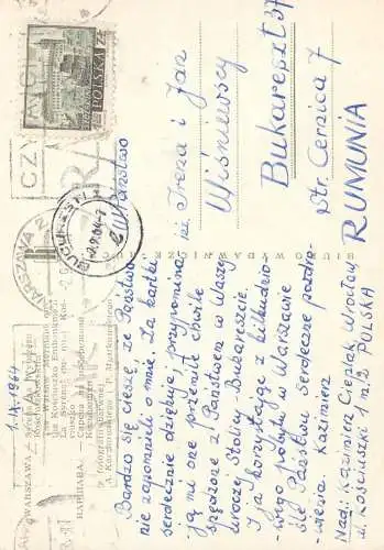 Postcard Poland Warszawa mermaid statue 1964